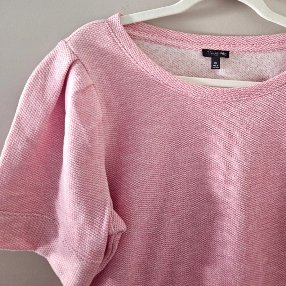 NEW! TALBOTS Jaquard Crenwck Puffy Sleeve Pullover Top 1X.